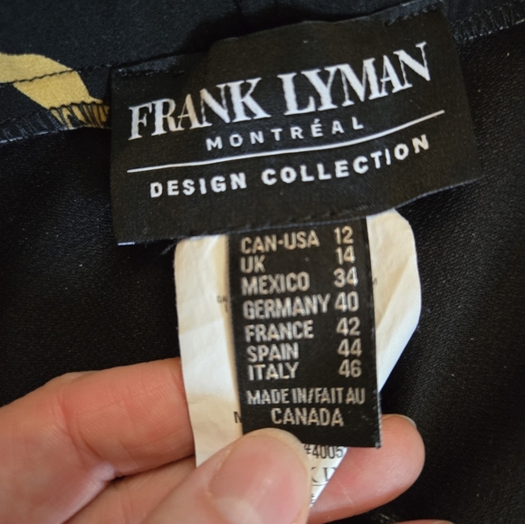 Frank Lyman | Floral Black and Yellow Women's Pants, Size 12 - Picture 5 of 10